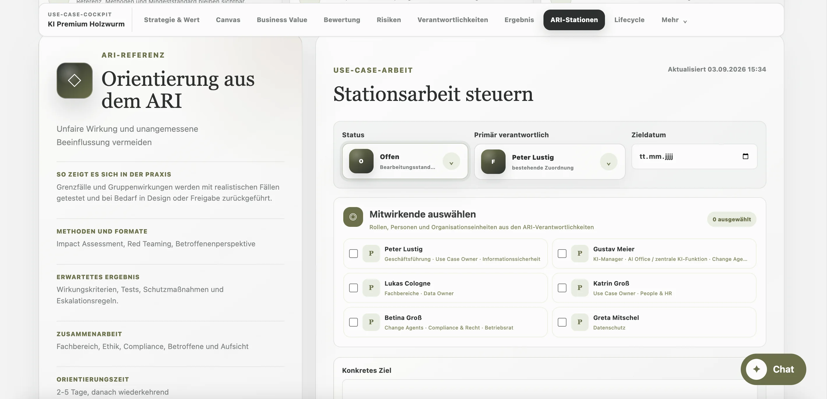 ARI-Arbeitsstation mit Ziel, Verantwortlichen und Mitwirkenden